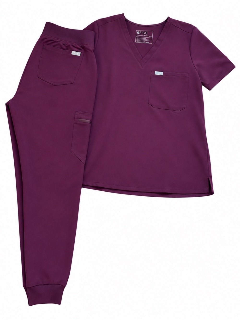 FIGS Kids Plum V-Neck Pajama Set - Deep Purple